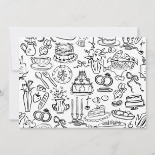 Convite casamento desenhado à mão vegan vegetariano