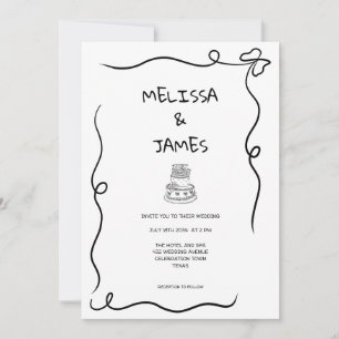 Convite Casamento Desenhado Da Mão De Bolo Whimsical