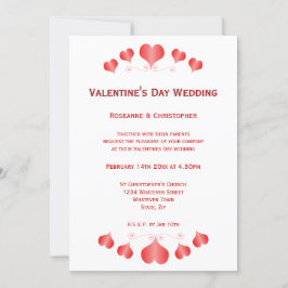 Convite Casamento Design Dia de os namorados Red Hearts