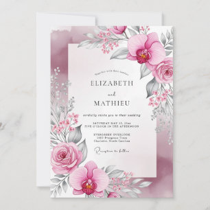 Convite Casamento Deslumbrante de Primavera em Tons Rosa