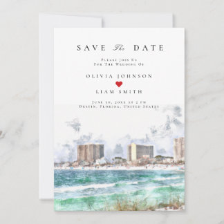 Convite Casamento Destin Florida Aquarela Save the Date