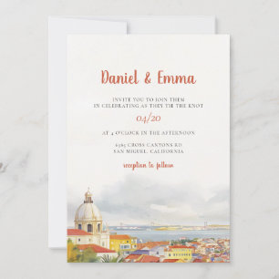Convite Casamento Destino Aquarela Lisboa