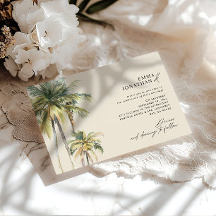Convite Casamento Destino Árvore de Palmeira em Aquarela