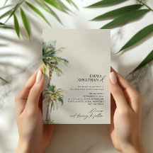 Casamento Destino Árvore de Palmeira em Aquarela 