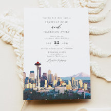 Casamento Destino de Seattle com Paisagem em Aquar