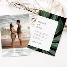 Convite Casamento Destino Folha Tropical de Monstera Foto