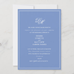 Convite Casamento Devotado de Azul Cornflower
