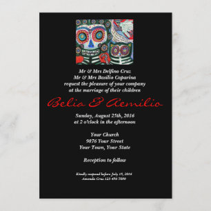 Convite Casamento - Dia dos Mortos - Mulher Mexicana E Gat