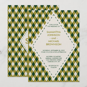 Convite Casamento Diamante Tartan Irlandês