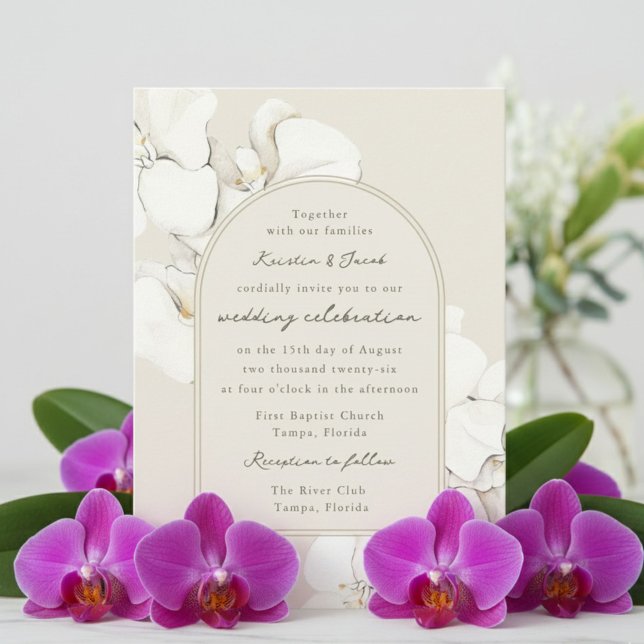 Convite Casamento Digital Floral Orquídea Botânica (Botanical Orchid Floral Digital Wedding Invitation)