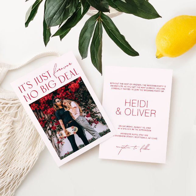 Convite Casamento Digital Mínimo de Foto Rosa Espelhada Mo (Criador carregado)