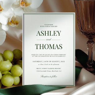 Convite Casamento Dinheiro Antigo Verde Escuro