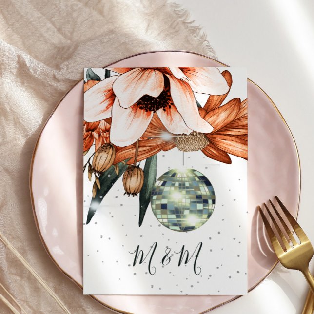 Convite Casamento Disco Floral Burnt Orange Terracota (Criador carregado)