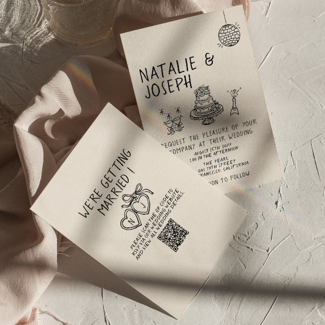 Convite Casamento divertido de código QR do cake Quirky Su (Criador carregado)