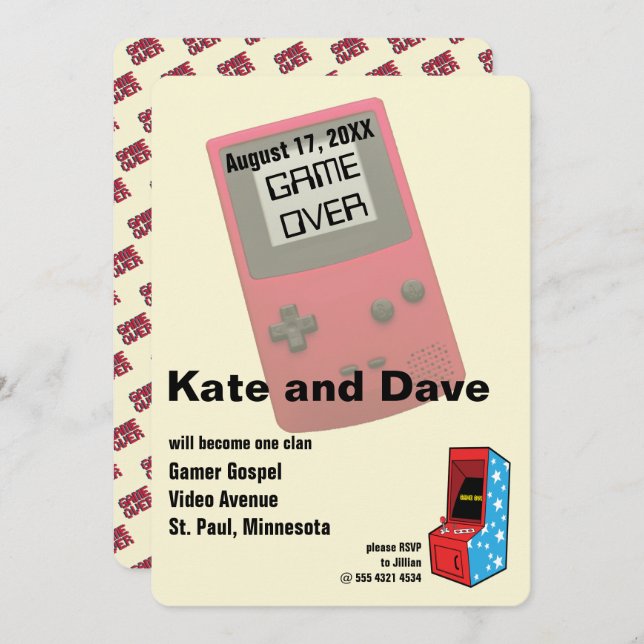 Convite Casamento Divertido de um Vídeo Game Fantástico (Frente/Verso)