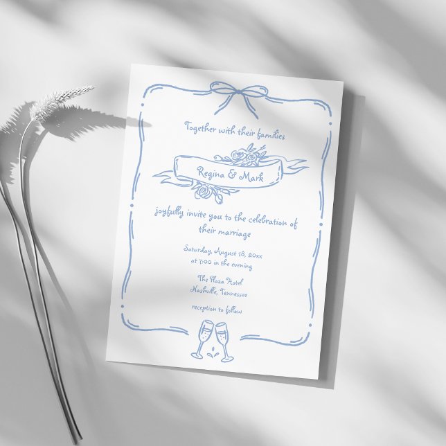 Convite Casamento Divertido e Excêntrico com Desenhos à Mã (Criador carregado)