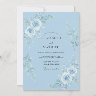 Convite Casamento Divino de Primavera Azul Claro