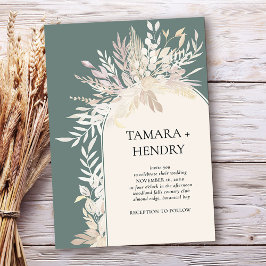 Convite Casamento do Arco Botânico Elegante Verde Sage