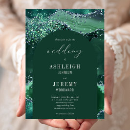 Convite Casamento do Arco do Emerald Green Glitter