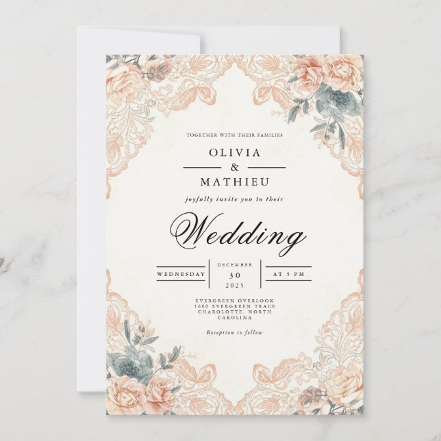 Convite Casamento do Arqueiro Apricot Blossom (Frente)