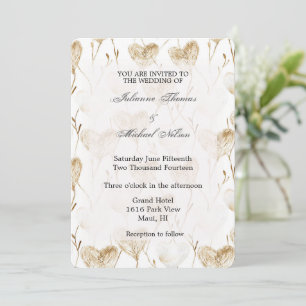 Convite Casamento do Brown Cream Boho Hearts