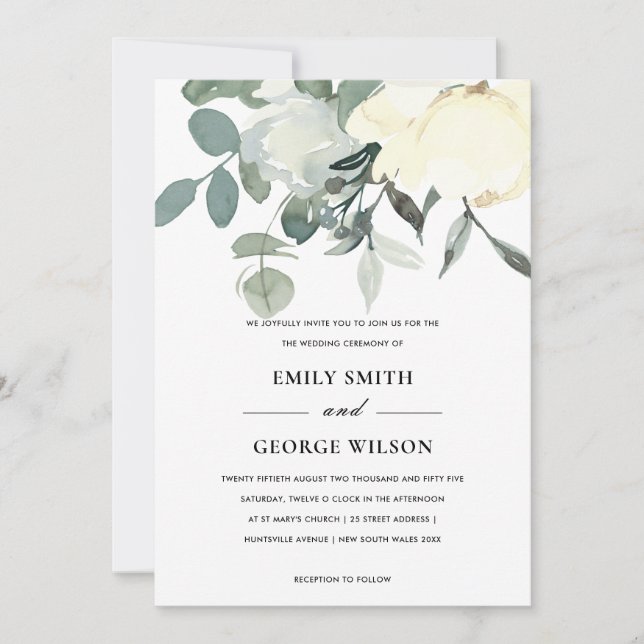 CONVITE CASAMENTO DO BUNCH DE FLORICULTURA BRANCA DE FÓRMU (Frente)