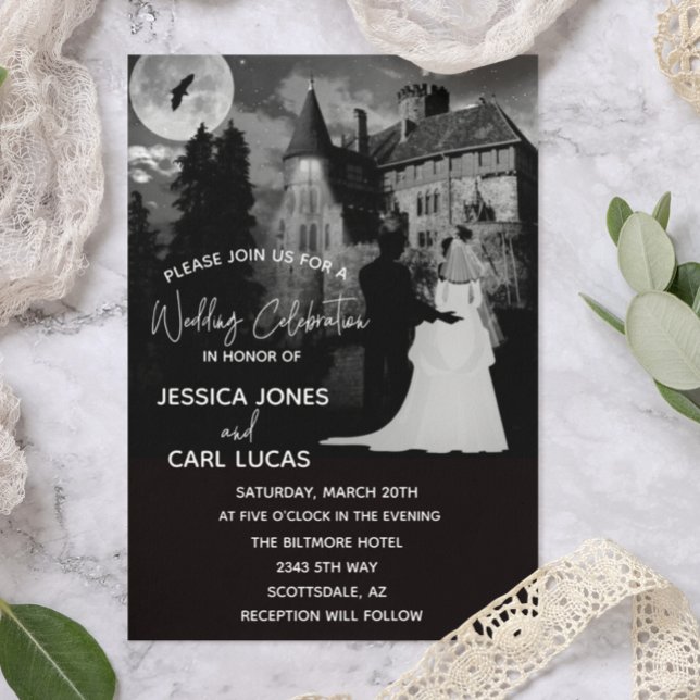 Convite Casamento do Casal da Mansão do Halloween Outubro (Criador carregado)