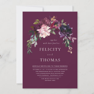 Convite Casamento do Código QR da Borgonha Romântica Escur