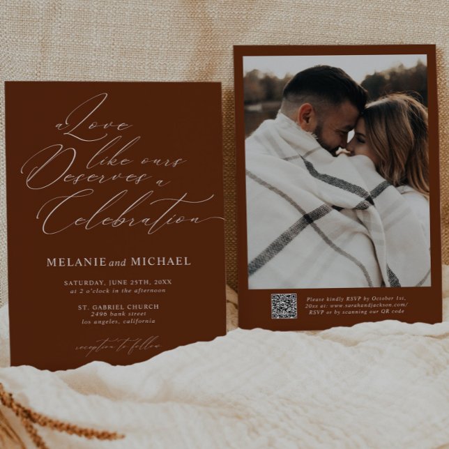 Convite Casamento do Código QR da Caligrafia Clássica Russ (Criador carregado)
