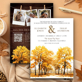 Convite Casamento do Código QR da Floresta de Oak Fall no 