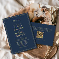 Casamento do Código QR de Foto Dourada Azul do Mar