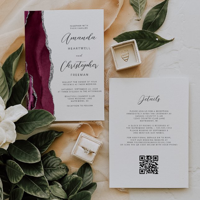 Convite Casamento do Código QR do Agato Vermelho da Borgon (Criador carregado)