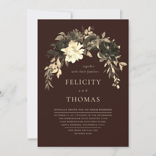 Convite Casamento do Código QR do Chocolate Romântico Escu (Frente)