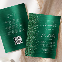 Casamento do Código QR do Glam Emerald Green Brush