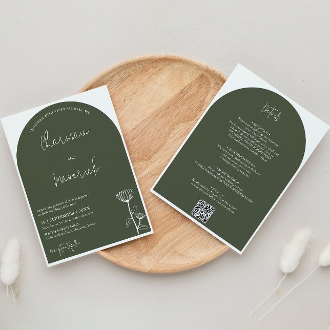 Convite Casamento do Código QR do Orçamento Verde do Elega (Criador carregado)