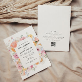 Convite Casamento do Código QR do Quadro Floral Colorido P