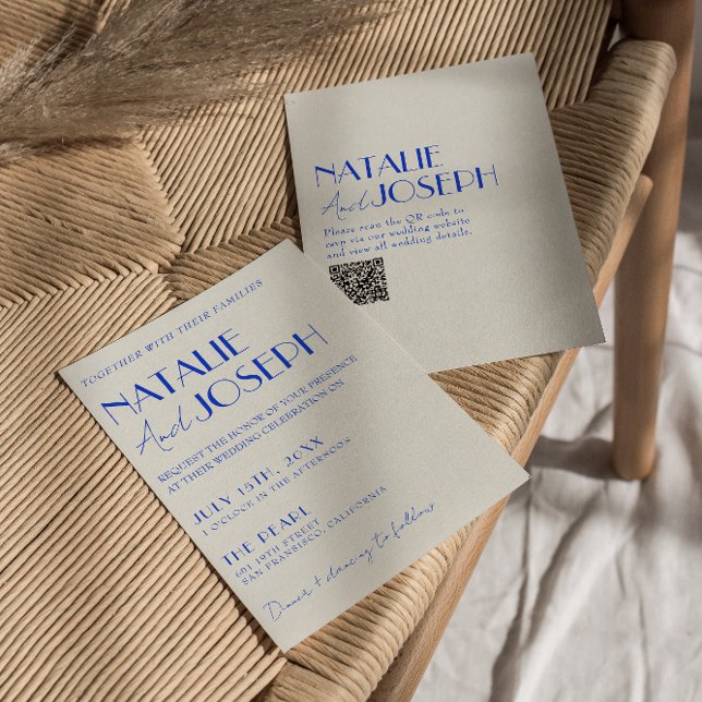 Convite Casamento do Código QR do Retro Francês Trimestral (Criador carregado)