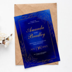 Convite Casamento do Código QR do Rico Dourado do Rosa Azu