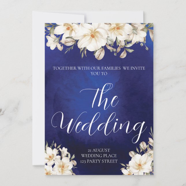 Convite Casamento do Código QR do Rico Real Elegante do Ro (Frente)