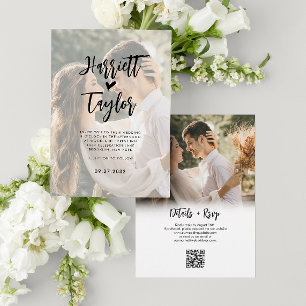 Convite Casamento do Código QR do Script Coração Romântico