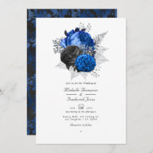 Casamento do Código QR Floral Real Azul, Preto e P