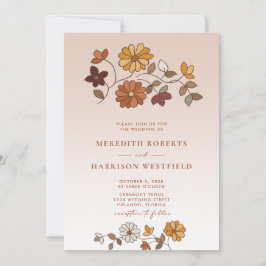 Convite Casamento do Código QR Floral Retro Whimsical