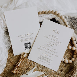 Convite Casamento do Código QR Frente Anterior do Monogram