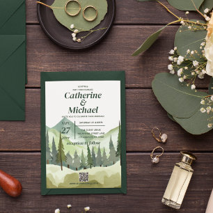 Convite Casamento do Código QR Russo da Montanha Emerald G