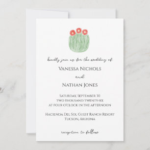 Convite Casamento do Deserto de Barrel Cactus, Flor Vermel