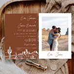 Convite Casamento do Deserto Modern Terracotta<br><div class="desc">Convocação para o casamento do deserto de Terracotta Moderno Procurando um convite para o casamento moderno em estilo boho com um deserto ao estilo ocidental? Este design apresenta uma fonte moderna de caligrafia monolônica e uma imagem desértica desenhada e esticada.</div>