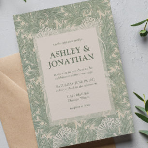 Convite Casamento do Elegante William Morris Tulip Pattern