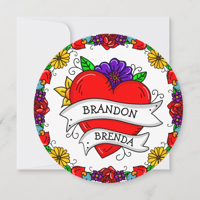 Convite Casamento do estilo de arte do Grafite de tatuagem (Frente)