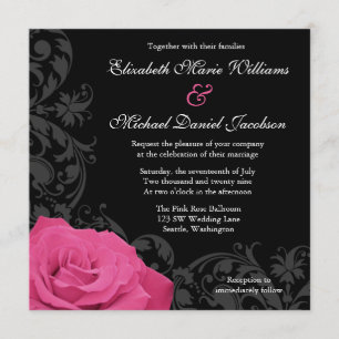 Convite Casamento do Flourish do rosa do rosa