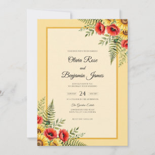 Convite Casamento do Girassol Dourado Papoula